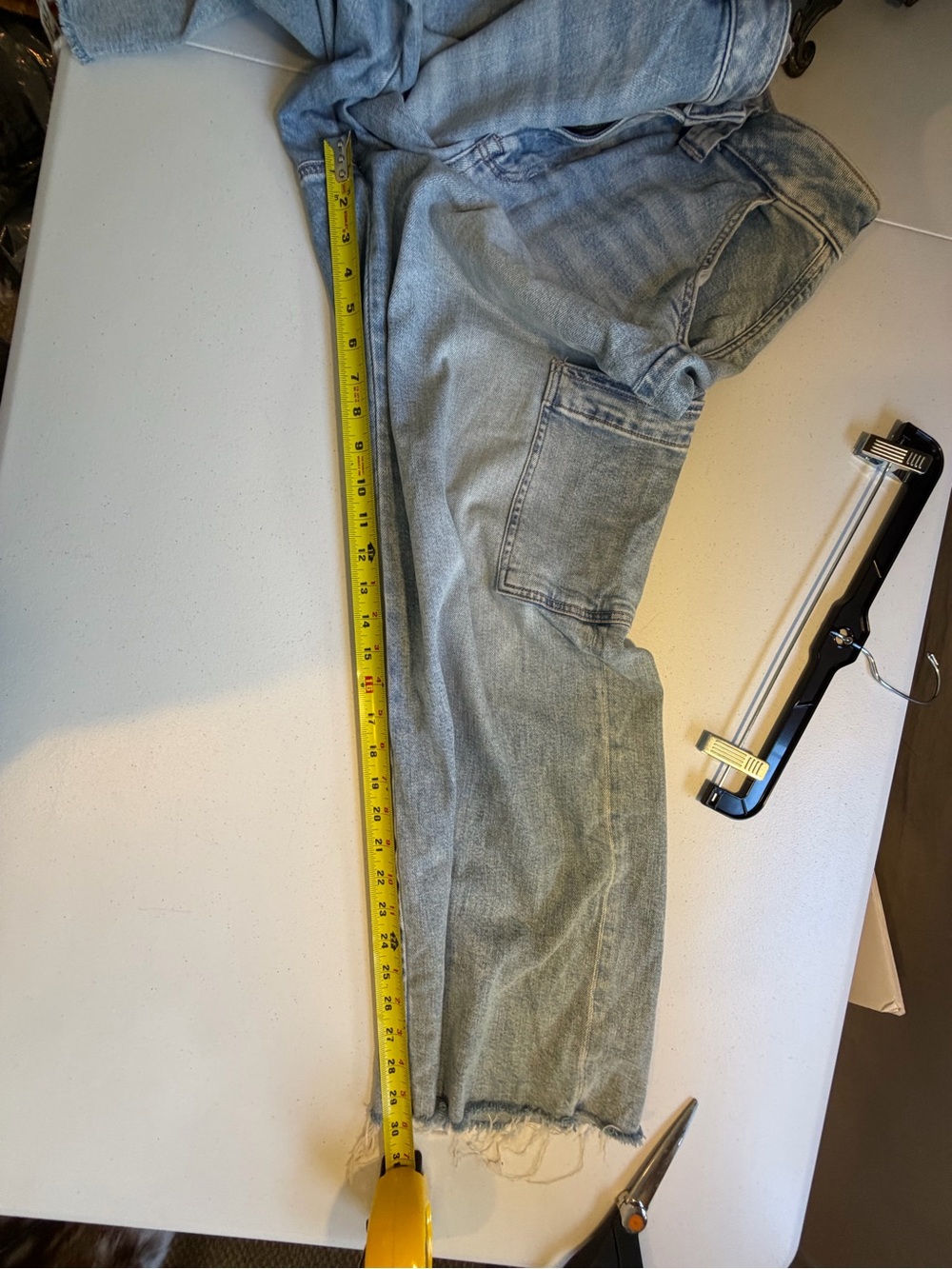 America Eagle Super High Rise Baggy Wide Leg Jeans Cargo Light Wash Stretch 10 - Picture 14 of 15